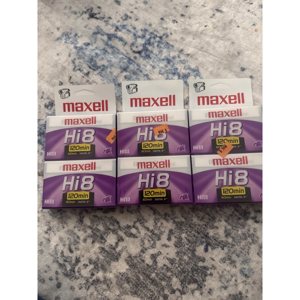 Lot of 6 New Sealed Maxell Hi8 120 Minute Video Cassettes P6-120 Digital8